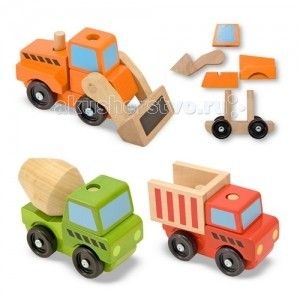 Деревянные игрушки Melissa & Doug Классические игрушки конструктор Строительный транспорт