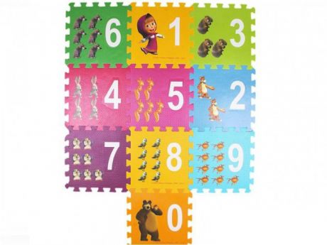 Игровые коврики Играем вместе Маша и Медведь с вырезанными цифрами коврик-пазл
