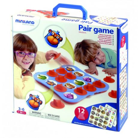 Игры для малышей Miniland Игра обучающая с парными картинками Pair Game (12 карточек) в чемоданчике