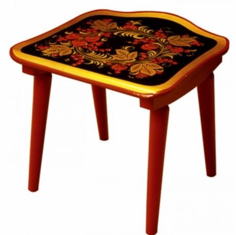 Детские столы и стулья Хохлома Табурет с хохломской росписью ягода/цветок