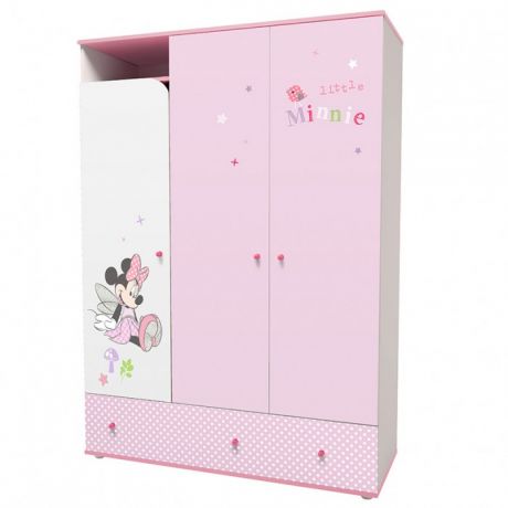 Шкафы Polini трехсекционный kids Disney baby Минни Маус-Фея с ящиками