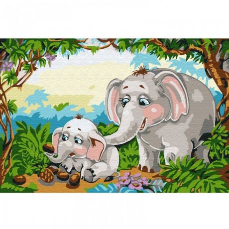 Картины по номерам Molly Картина по номерам Слоны в джунглях 20х30 см