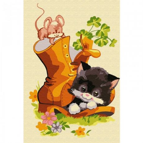 Картины по номерам Molly Картина по номерам Котёнок в ботинке 20х30 см