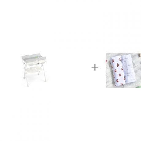Пеленальные столики CAM Volare с ванночкой 242 и Пеленка Mjolk Автобусы/Hello mommy 120х85 см