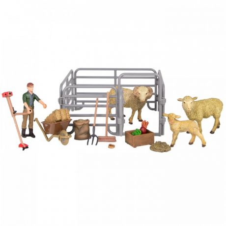 Игровые наборы Masai Mara Набор фигурок животных На ферме (ферма игрушка, овцы, фермер, инвентарь)