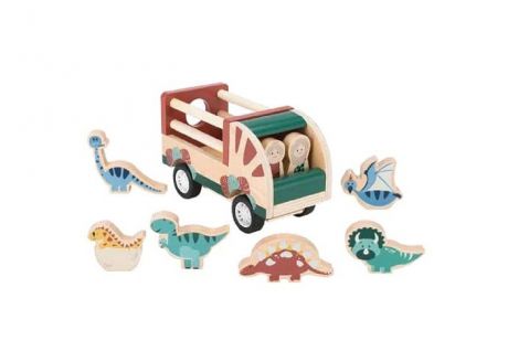 Деревянные игрушки Magni Машинка с динозаврами