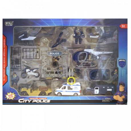 Игровые наборы HK Industries Игровой набор Полицейские, машины, грузовики, вертолеты, мотоцикл с функцией Try Me