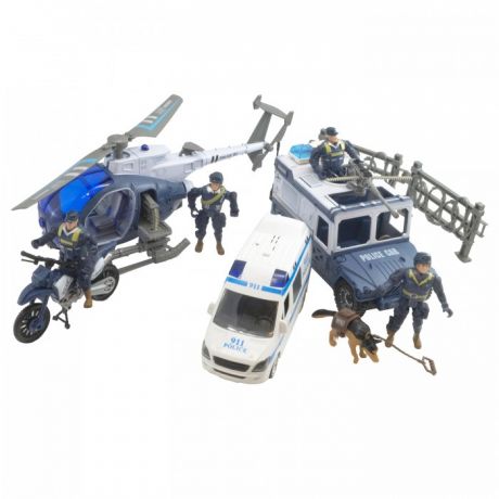 Игровые наборы HK Industries Игровой набор Полицейские, полицейские машины, грузовики, вертолет с функцией Try Me
