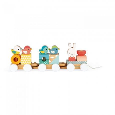 Каталки-игрушки Janod Поезд с животными серия Скандинавские мотивы