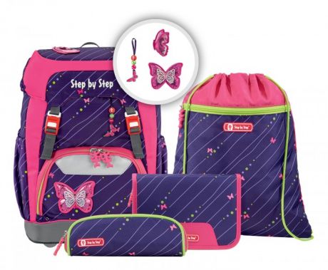 Школьные рюкзаки Step By Step Ранец Grade Shiny Butterfly с наполнением