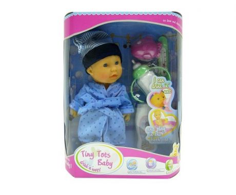 Куклы и одежда для кукол Наша Игрушка Пупс в халате с аксессуарами 23 см