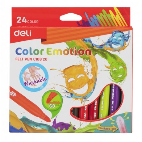 Фломастеры Deli Color Emotion вентилируемый 24 цвета