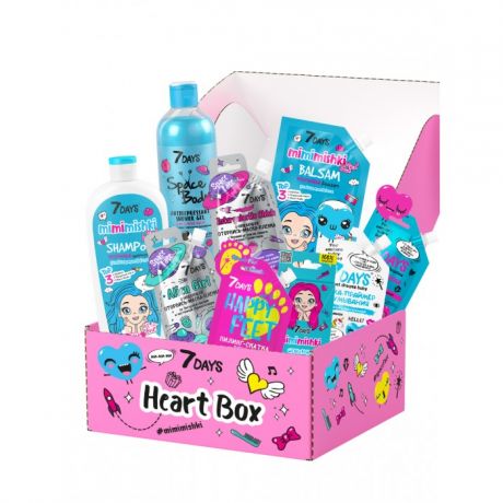 Косметика для мамы 7Days Подарочный набор средств по уходу за кожей лица, тела и волосами heart box №305