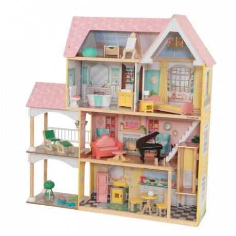 Кукольные домики и мебель KidKraft Кукольный домик Особняк Лола с мебелью интерактивный (30 элементов)