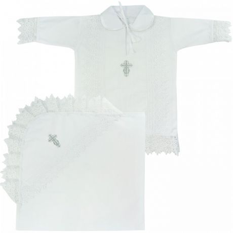 Крестильная одежда Папитто Крестильный набор для мальчика: рубашка и пеленка 85х85