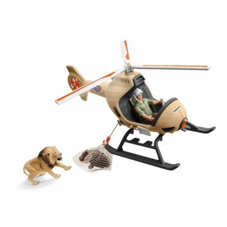 Игровые фигурки Schleich Набор фигурок Вертолет-спасатель для диких животных