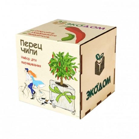 Наборы для выращивания Kawaii Factory Подарочный набор для выращивания в кубике ЭкоДом Перец чили