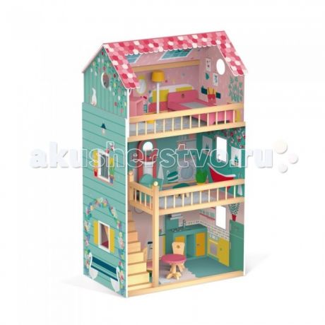 Кукольные домики и мебель Janod Домик кукольный Happy Day с мебелью