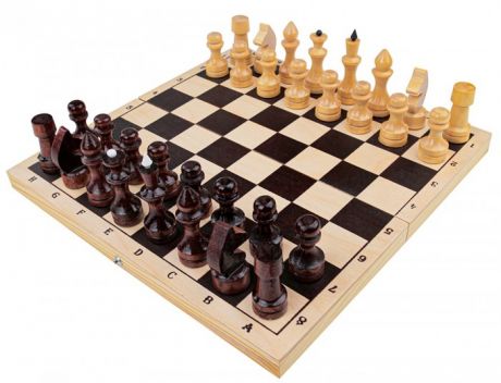 Настольные игры Рыжий кот Настольная игра Шахматы обиходные лакированные с доской 29х15 см