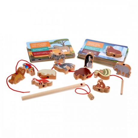 Деревянные игрушки Mapacha развивающая 4 в 1 Мир животных