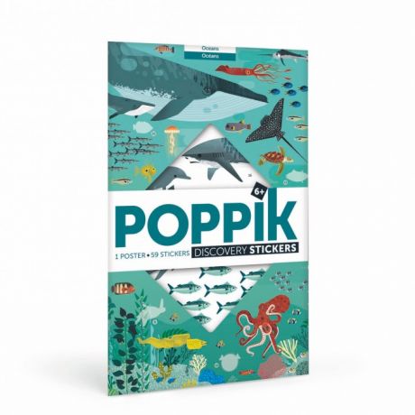 Обучающие плакаты PoppiK Образовательный постер из наклеек Океаны