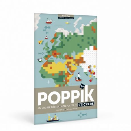 Детские наклейки PoppiK Гигантский стикер постер из наклеек Карта мира