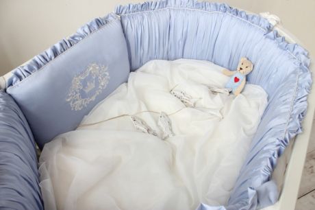 Бортики в кроватку Krisfi Премиум Голубые сны для прямоугольной кроватки