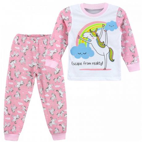 Домашняя одежда Babycollection Пижама для девочки (свитшот, брюки) Танцующий единорог