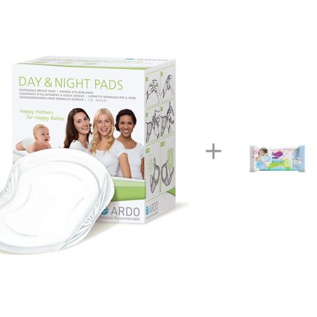 Гигиена для мамы Ardo Одноразовые прокладки для бюстгальтера Day&Night Pads 30 шт. и влажные салфетки L 20 шт.