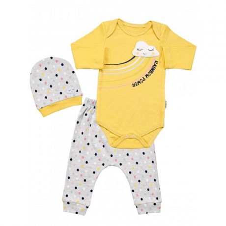 Комплекты детской одежды Mini World Комплект для девочки (боди, брюки, шапка) MW15455