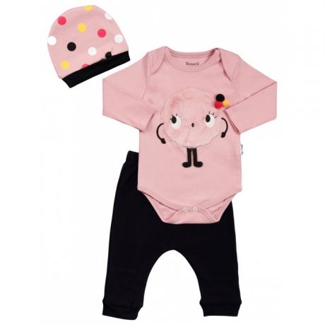 Комплекты детской одежды Mini World Комплект для девочки (боди, брюки, шапка) MW15307