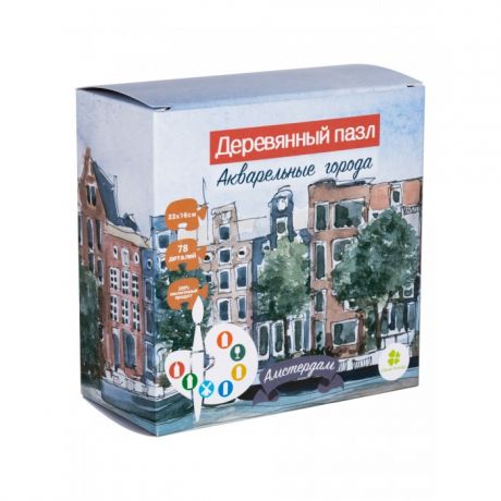 Деревянные игрушки Clever Energy пазл Акварельные города Амстердам