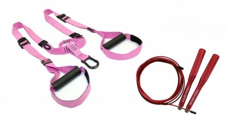 Спортивный инвентарь Original FitTools Набор Петли для функционального тренинга Pink Unicorn со скакалкой