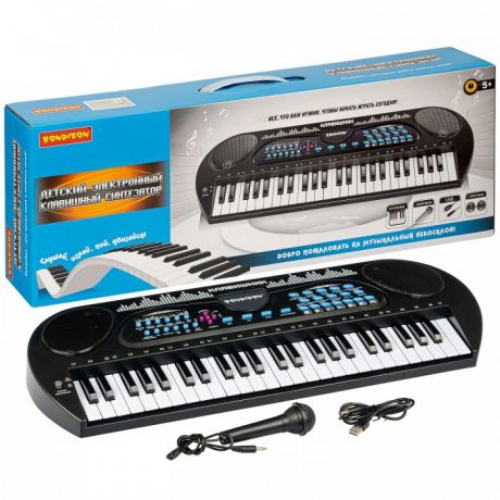 Музыкальные инструменты Bondibon Синтезатор Клавишник с микрофоном и USB-шнуром 49 клавиш