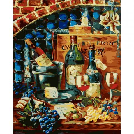 Картины по номерам Color Kit Картина по номерам на подрамнике Натюрморт вино и сыр 50х40 см