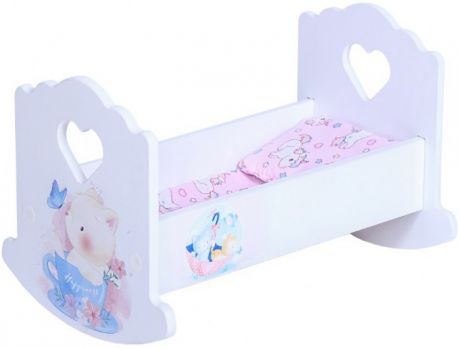 Кроватки для кукол Детская 1 люлька Котёнок с постельным бельём 30 см