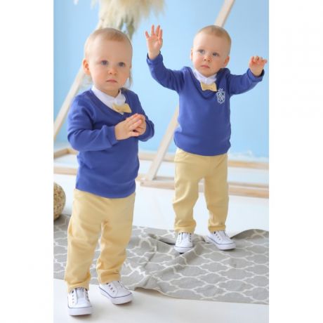Комплекты детской одежды Веселый малыш Костюм футболка-поло, джемпер и брюки Маленький джентельмен