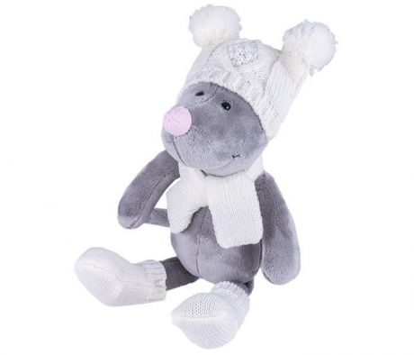 Мягкие игрушки SofToy Мышь в белой шапочке и шарфике 36 см