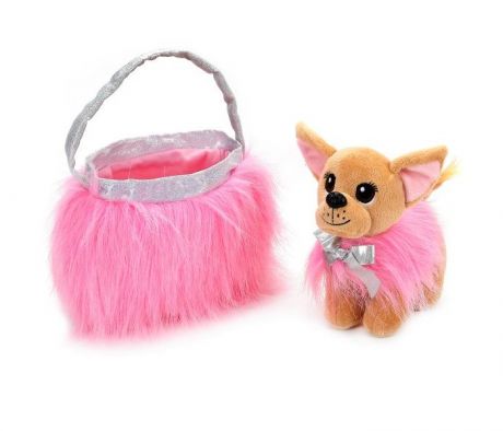 Мягкие игрушки Мой питомец Собака Чихуахуа в розовой сумочке 19 см
