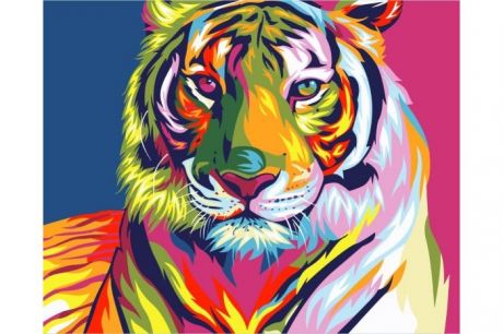 Картины по номерам Артвентура Роспись по холсту Радужный тигр 40х50 см