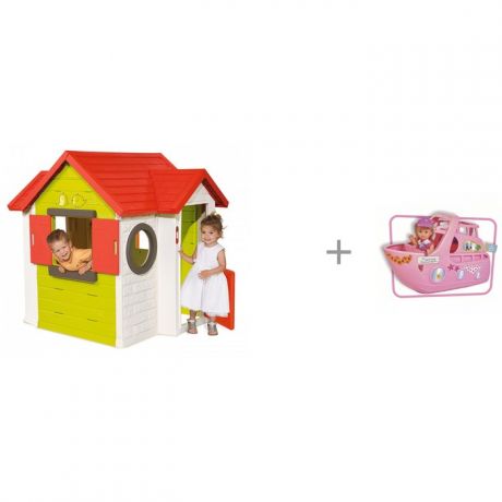 Игровые домики Smoby Игровой детский домик со звонком 810402 и Игровой набор Кукла Еви на круизном корабле 12 см Simba