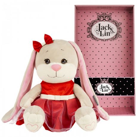 Мягкие игрушки Jack&Lin Зайка в нарядном красном платье 25 см