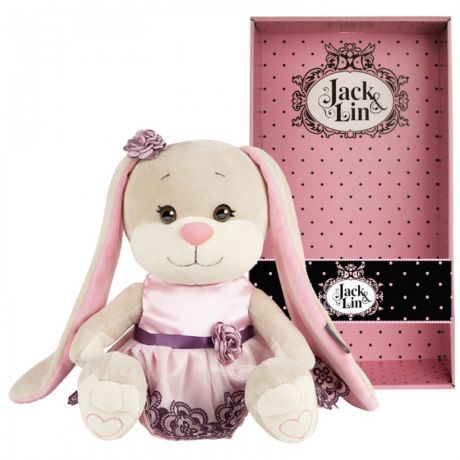 Мягкие игрушки Jack&Lin Зайка в вечернем розовом платье 25 см