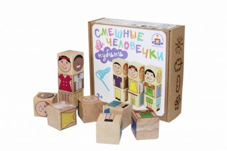Деревянные игрушки Краснокамская игрушка Кубики Смешные человечки