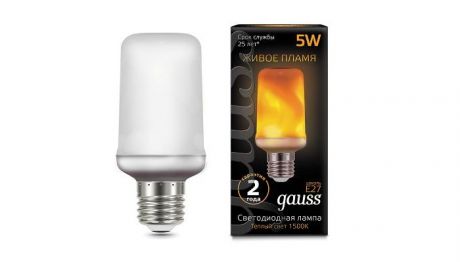 Светильники Gauss Лампа LED T65 Flame 5W E27 20-80 Lm 1500K