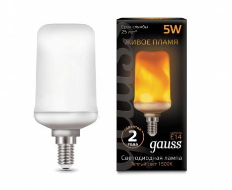 Светильники Gauss Лампа LED T65 Flame 5W E14 20-80 Lm 1500K