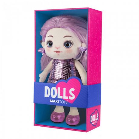 Мягкие игрушки Maxitoys Кукла Василиса в фиолетовом платье 35 см