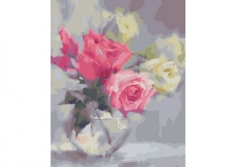 Картины по номерам Paintboy Картина по номерам Розы в стеклянной вазе