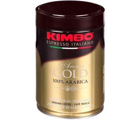 Кофе Kimbo Кофе Gold 100% Arabica натуральный жареный молотый в банке 250 г