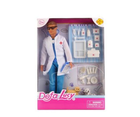 Куклы и одежда для кукол Defa Кукла-мальчик доктор с 2-мя собачками